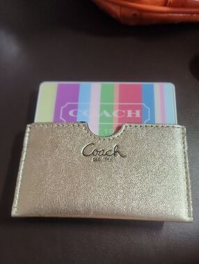 Coach Legacy Mirror In Gold Metallic card Holder Sleeve Euc